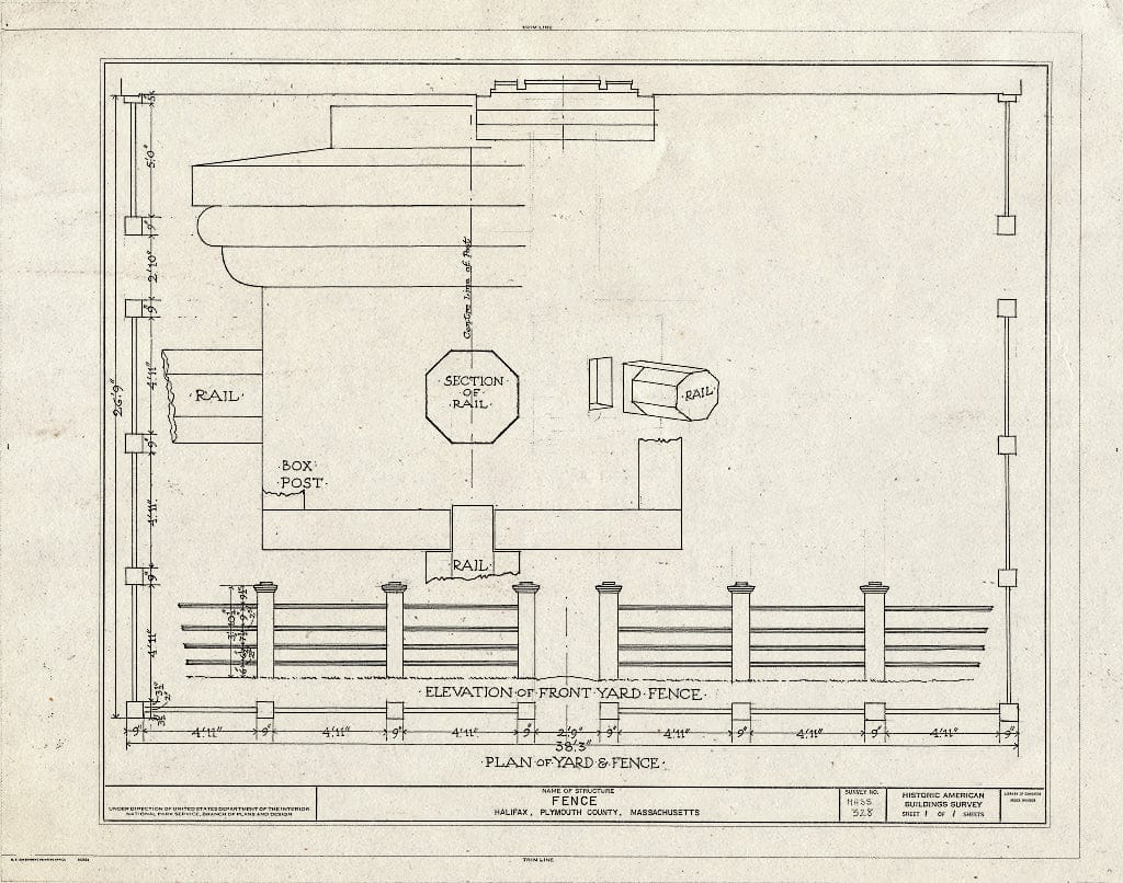 Blueprint HABS Mass,12-HAL,4A- (Sheet 1 of 1) - Fence, Halifax, Plymouth County, MA