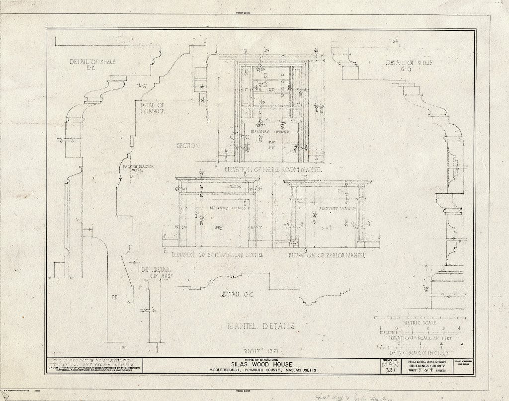 Blueprint HABS Mass,12-MIDBO,10- (Sheet 5 of 9) - Silas Wood House, Middleboro, Plymouth County, MA