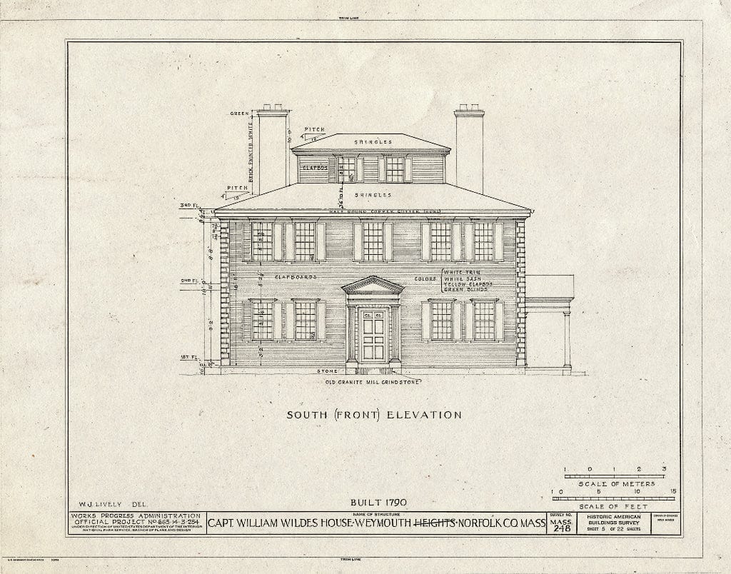 Blueprint HABS Mass,11-WEYMO,1- (Sheet 5 of 22) - Captain William Wildes House, 872 Commercial Street, Weymouth, Norfolk County, MA