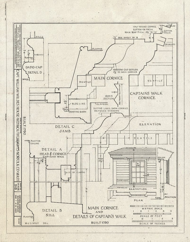 Blueprint HABS Mass,11-WEYMO,1- (Sheet 7 of 22) - Captain William Wildes House, 872 Commercial Street, Weymouth, Norfolk County, MA