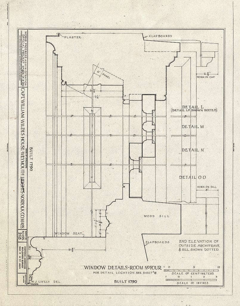 Blueprint HABS Mass,11-WEYMO,1- (Sheet 8 of 22) - Captain William Wildes House, 872 Commercial Street, Weymouth, Norfolk County, MA