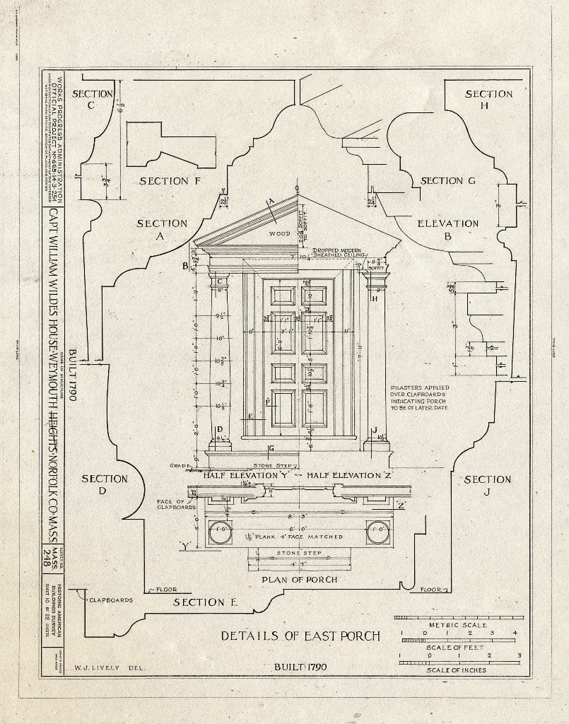 Blueprint HABS Mass,11-WEYMO,1- (Sheet 10 of 22) - Captain William Wildes House, 872 Commercial Street, Weymouth, Norfolk County, MA