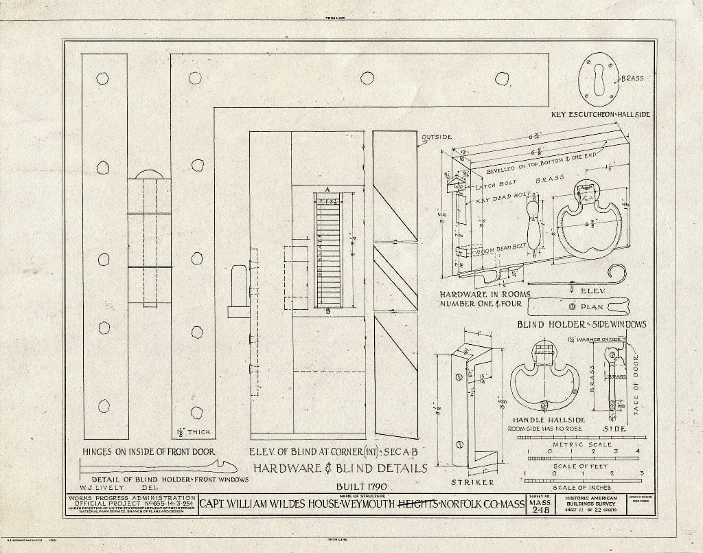 Blueprint HABS Mass,11-WEYMO,1- (Sheet 11 of 22) - Captain William Wildes House, 872 Commercial Street, Weymouth, Norfolk County, MA