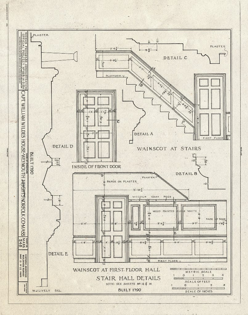 Blueprint HABS Mass,11-WEYMO,1- (Sheet 13 of 22) - Captain William Wildes House, 872 Commercial Street, Weymouth, Norfolk County, MA