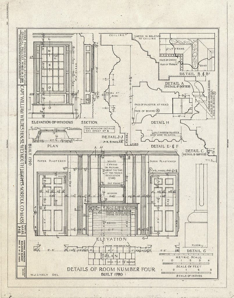 Blueprint HABS Mass,11-WEYMO,1- (Sheet 18 of 22) - Captain William Wildes House, 872 Commercial Street, Weymouth, Norfolk County, MA
