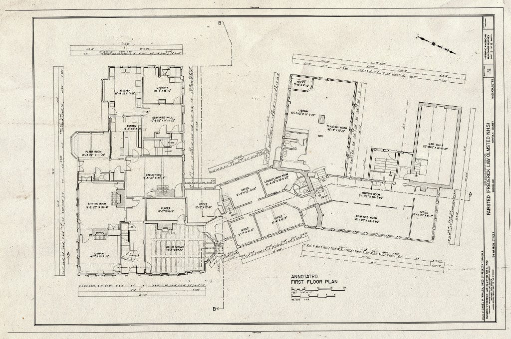 Blueprint HABS Mass,11-Brok,6- (Sheet 5 of 13) - Fairsted, 99 Warren Street, Brookline, Norfolk County, MA