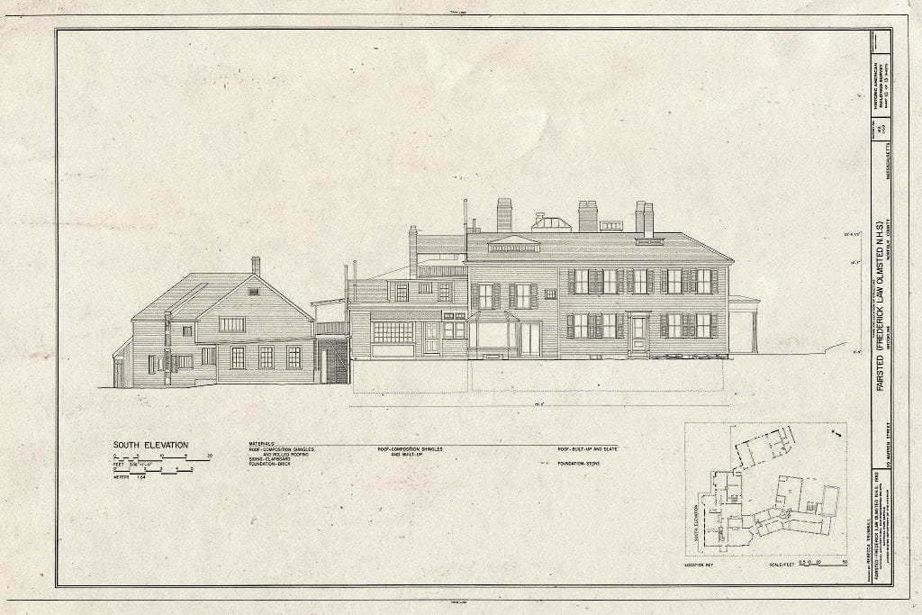 Blueprint HABS Mass,11-Brok,6- (Sheet 10 of 13) - Fairsted, 99 Warren Street, Brookline, Norfolk County, MA