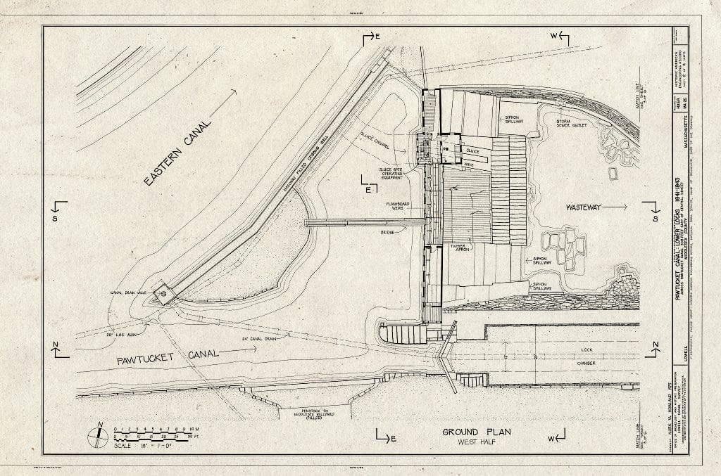 Blueprint HAER Mass,9-Low,9C- (Sheet 2 of 6) - Pawtucket Canal, Lower Locks, Lowell, Middlesex County, MA