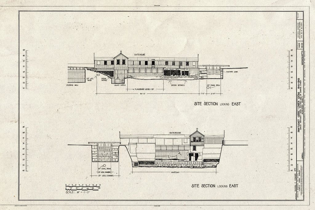 Blueprint HAER Mass,9-Low,9C- (Sheet 6 of 6) - Pawtucket Canal, Lower Locks, Lowell, Middlesex County, MA