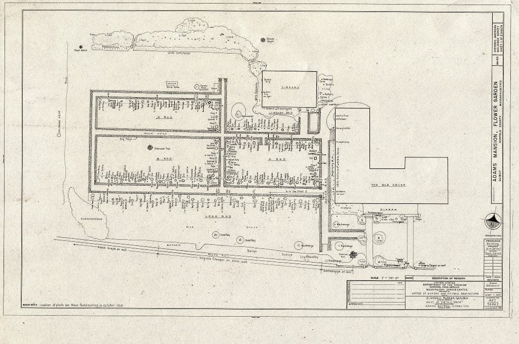 Blueprint HABS Mass,11-QUI,5A- (Sheet 1 of 2) - Adams Mansion Flower Garden, 135 Adams Street, Quincy, Norfolk County, MA