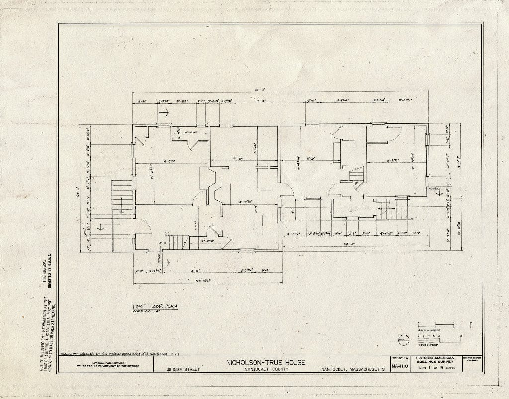 Blueprint HABS Mass,10-NANT,103- (Sheet 1 of 9) - Nicholson-True House, 38 India Street, Nantucket, Nantucket County, MA