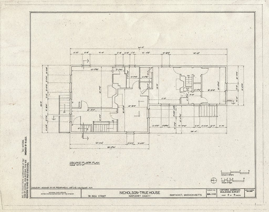 Blueprint HABS Mass,10-NANT,103- (Sheet 2 of 9) - Nicholson-True House, 38 India Street, Nantucket, Nantucket County, MA