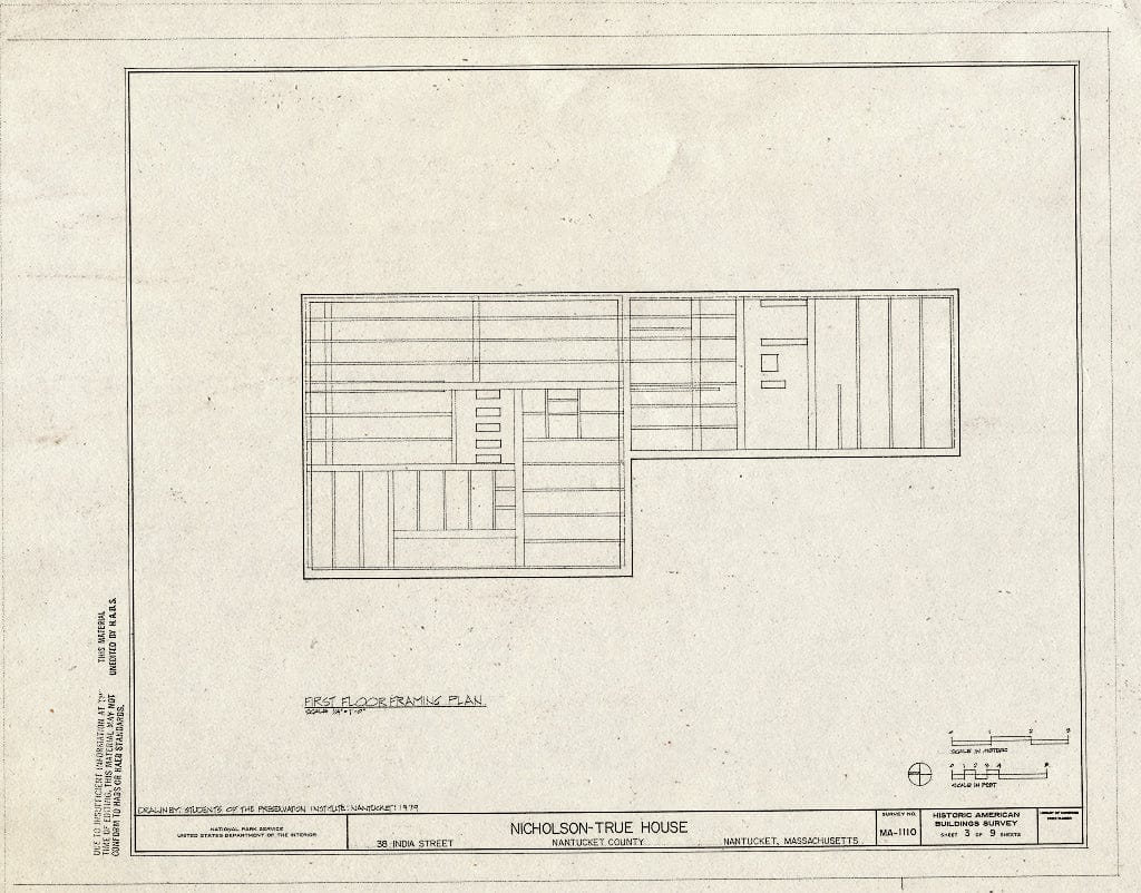 Blueprint HABS Mass,10-NANT,103- (Sheet 3 of 9) - Nicholson-True House, 38 India Street, Nantucket, Nantucket County, MA