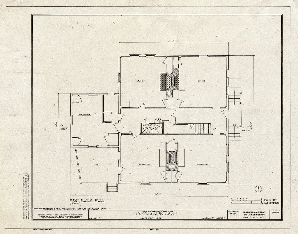 Blueprint HABS Mass,10-NANT,79- (Sheet 3 of 10) - Coffin-Chapin House, 9 Pine Street, Nantucket, Nantucket County, MA