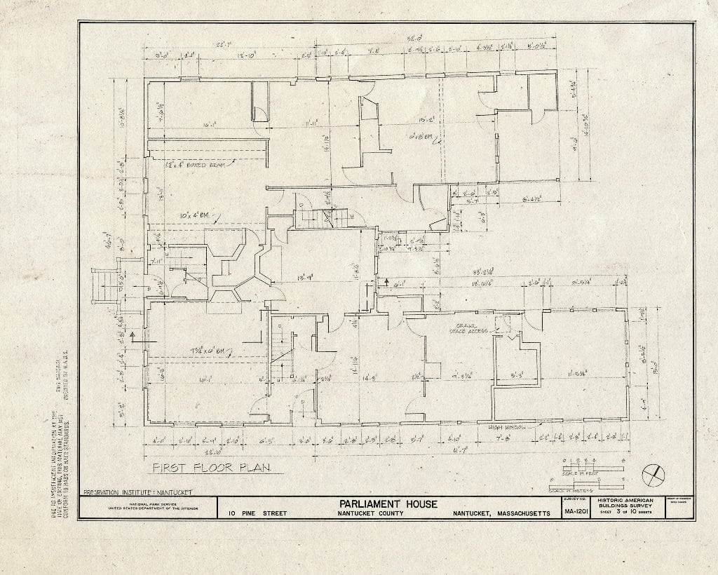 Blueprint HABS Mass,10-NANT,103- (Sheet 3 of 10) - Parliament House, 10 Pine Street, Nantucket, Nantucket County, MA