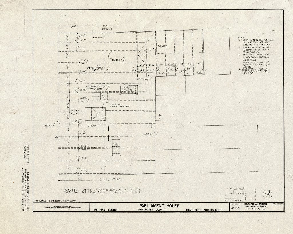 Blueprint HABS Mass,10-NANT,103- (Sheet 5 of 10) - Parliament House, 10 Pine Street, Nantucket, Nantucket County, MA