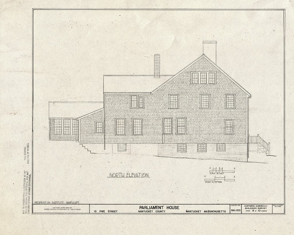 Blueprint HABS Mass,10-NANT,103- (Sheet 9 of 10) - Parliament House, 10 Pine Street, Nantucket, Nantucket County, MA