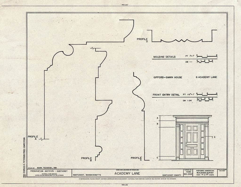 Blueprint HABS Mass,10-NANT,89- (Sheet 10 of 25) - Academy Lane (Houses), Nantucket, Nantucket County, MA