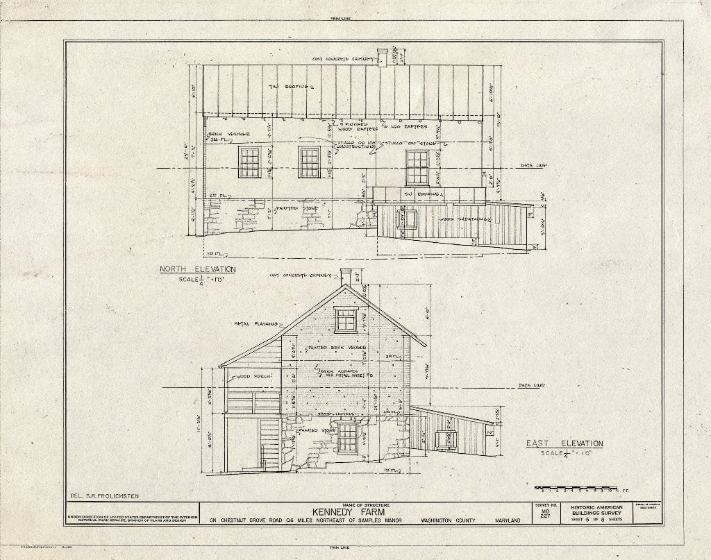 Blueprint HABS MD,22-Saman.V,1- (Sheet 5 of 8) - Kennedy Farm, Chestnut Grove Road, Samples Manor, Washington County, MD