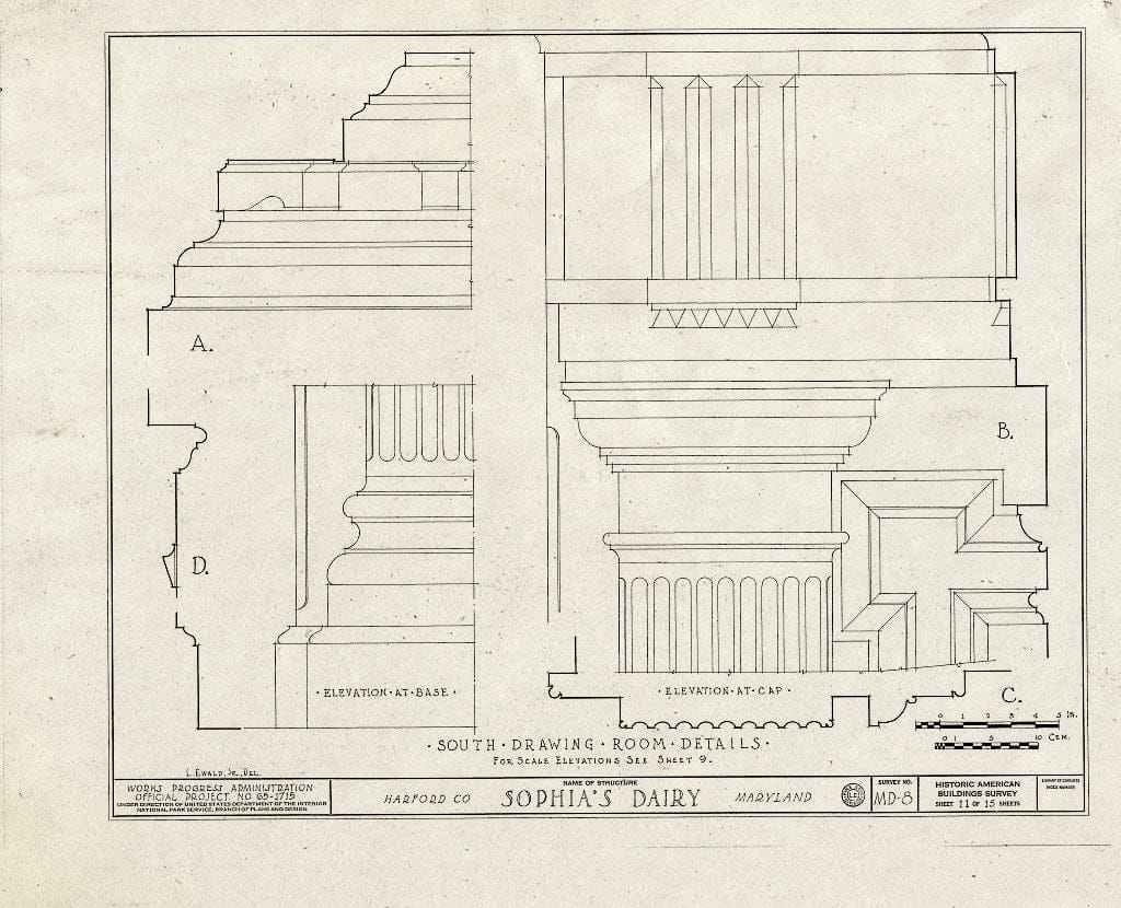 Blueprint HABS MD,BELCA,1- (Sheet 11 of 15) - Sophia's Dairy, Pulaski Highway Vicinity, Belcamp, Harford County, MD
