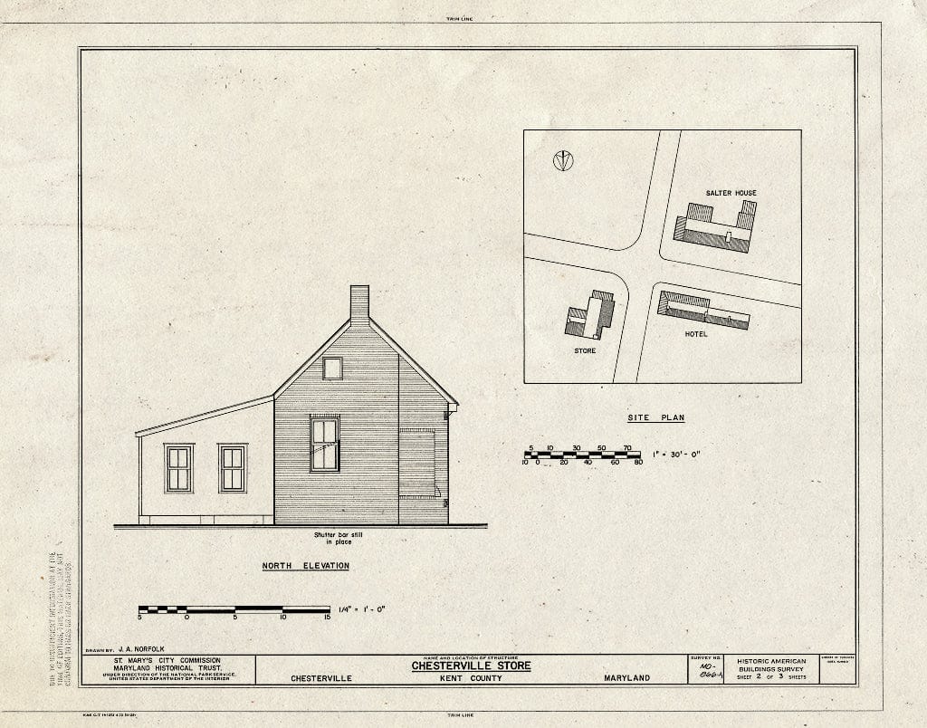 Blueprint HABS MD,15-CHESV,2A- (Sheet 2 of 3) - Town of Chesterville, Chesterville Store, Morgnec Road & Route 290, Chesterville, Kent County, MD