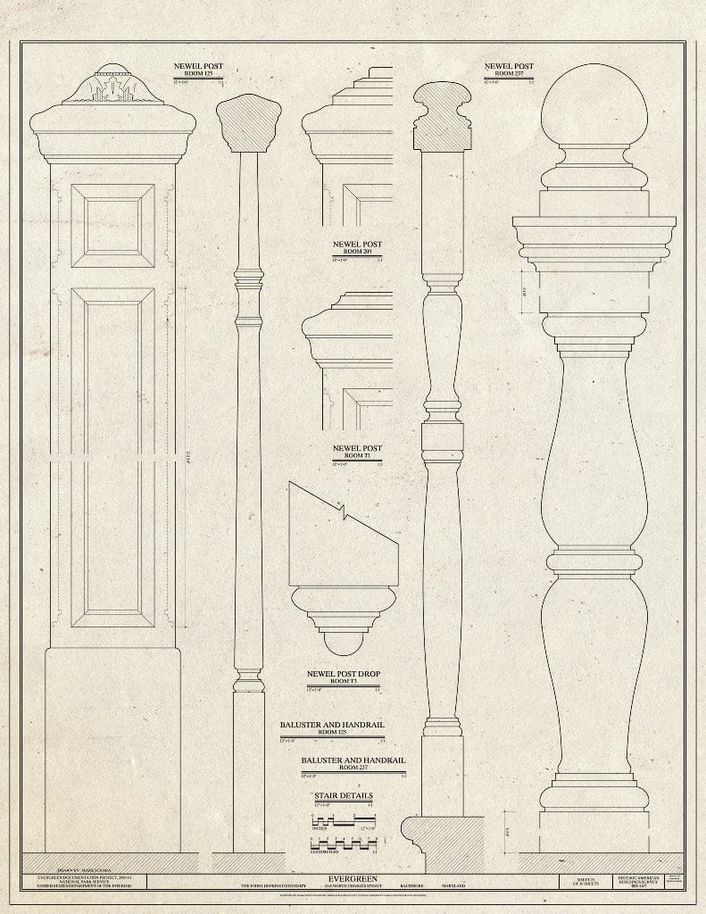 Blueprint Stair Details - Evergreen, 4545 North Charles Street, Baltimore, Independent City, MD