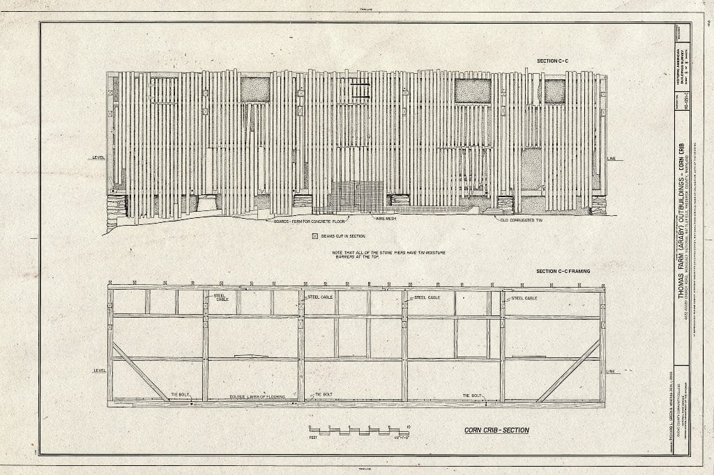 Blueprint Section - Thomas Farm, Corn Crib, 4632 Araby Church Road, Frederick, Frederick County, MD