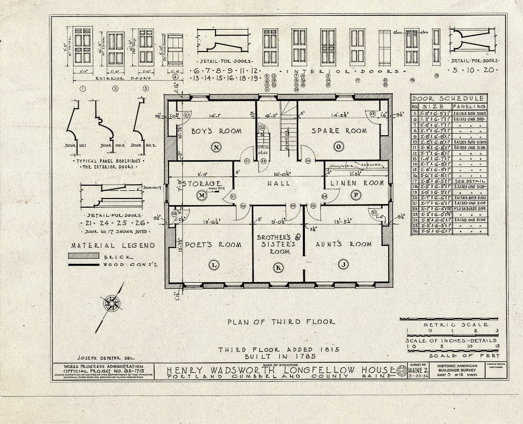 Blueprint HABS ME,3-Port,8- (Sheet 5 of 13) - Henry Wadsworth Longfellow House, 487 Congress Street, Portland, Cumberland County, ME