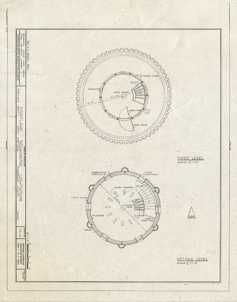 Blueprint HABS ME,3-Ports,1- (Sheet 2 of 3) - Portland Breakwater Lighthouse, Northeast end of Portland Breakwater, Portland Harbor, South Portland, Cumberland County, ME