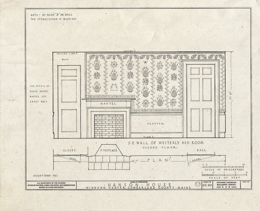 Blueprint HABS ME,3-Wind.V,1- (Sheet 4 of 9) - Hanson House, Albion Road, Windham Center, Cumberland County, ME