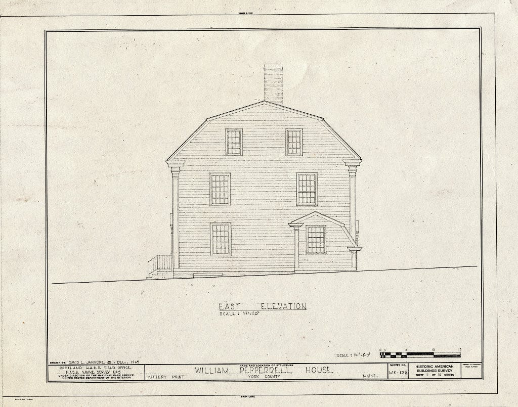 Blueprint HABS ME,16-KITPO,4- (Sheet 5 of 10) - William Pepperrell House, State Route 103, Kittery Point, York County, ME