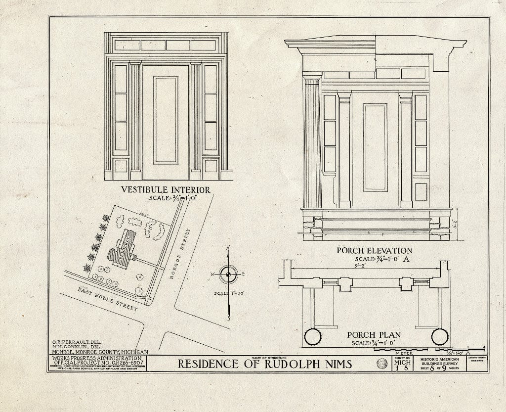 Blueprint HABS MICH,58-Monro,2- (Sheet 8 of 9) - Rudolph Nims House, 206 West Noble Street, Monroe, Monroe County, MI
