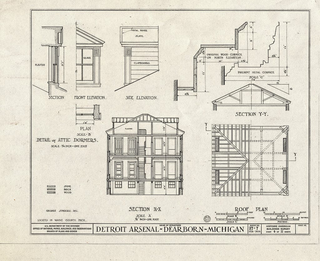 Blueprint HABS MICH,82-DERB,1- (Sheet 4 of 11) - Detroit Arsenal, Michigan Avenue & Monroe Boulevard, Dearborn, MI