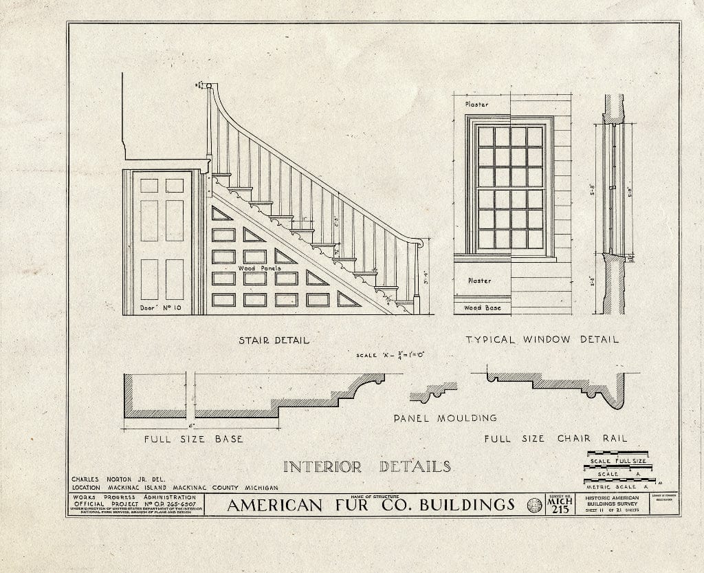 Blueprint HABS MICH,49-MACKI,3- (Sheet 11 of 21) - American Fur Company Buildings, Mackinac Island, Mackinac County, MI