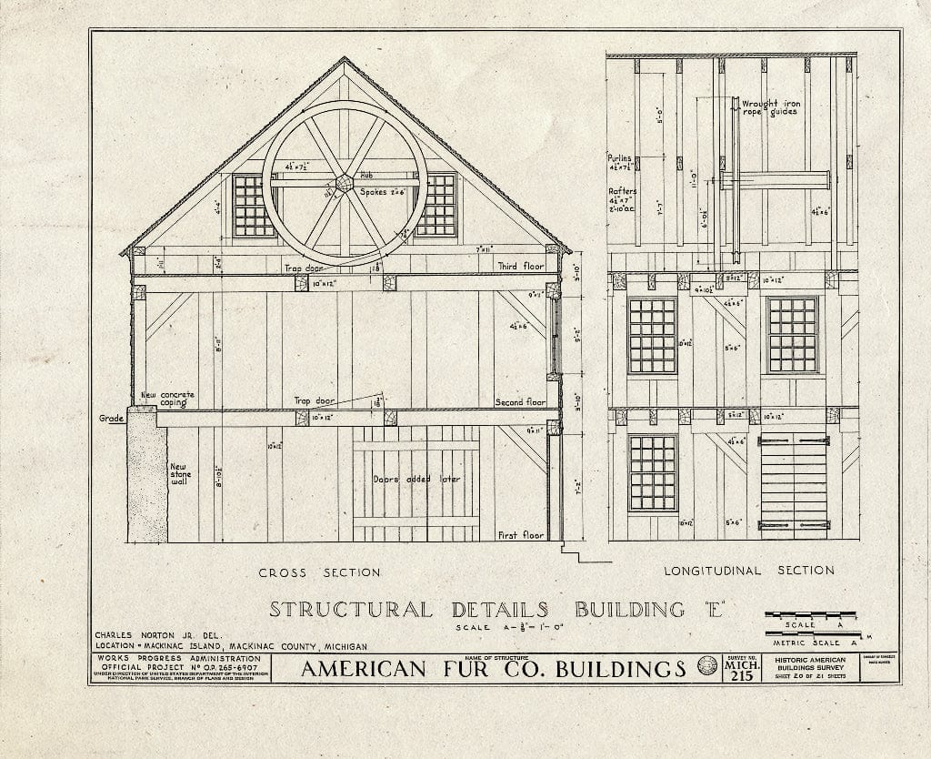Blueprint HABS MICH,49-MACKI,3- (Sheet 20 of 21) - American Fur Company Buildings, Mackinac Island, Mackinac County, MI
