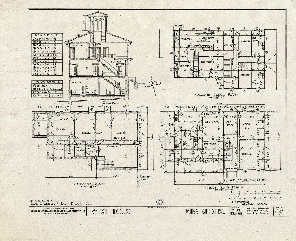 Blueprint HABS MINN,27-MINAP,8- (Sheet 1 of 6) - West House, 200 Second Street Southeast, Minneapolis, Hennepin County, MN