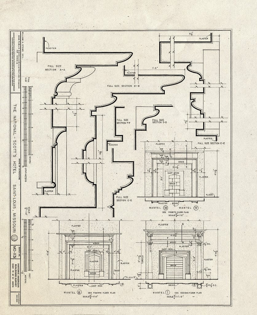 Blueprint HABS MO,96-SALU,43- (Sheet 19 of 21) - St. Louis River Front, New National Hotel, 300 Market Street, Saint Louis, Independent City, MO