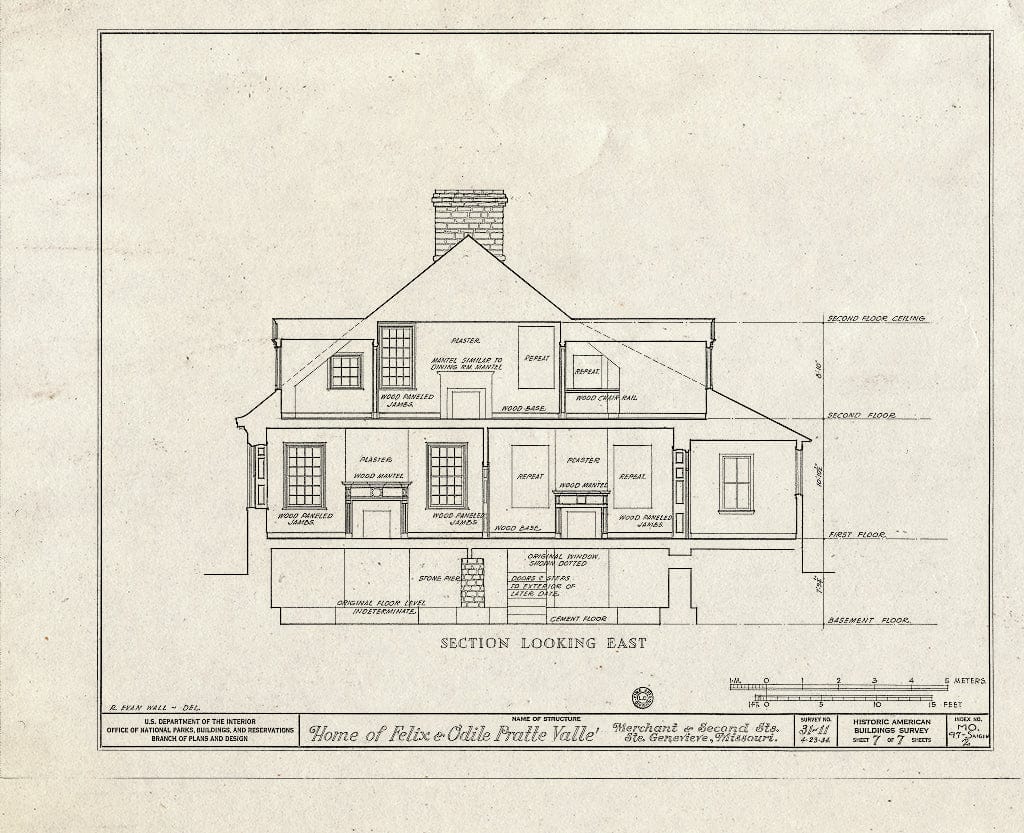 Blueprint HABS MO,97-SAIGEN,2- (Sheet 7 of 7) - Felix & Odile Pratt Valle House, Merchant & Second Streets, Sainte Genevieve, Ste. Genevieve County, MO
