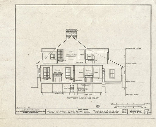 Blueprint HABS MO,97-SAIGEN,2- (Sheet 7 of 7) - Felix & Odile Pratt Valle House, Merchant & Second Streets, Sainte Genevieve, Ste. Genevieve County, MO