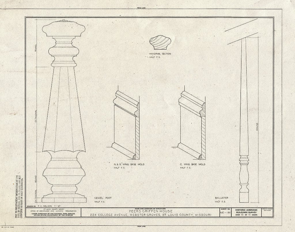 Blueprint HABS MO,95-WEBGRO,1- (Sheet 10 of 10) - Peers Griffen House, 224 College Avenue, Webster Groves, St. Louis County, MO
