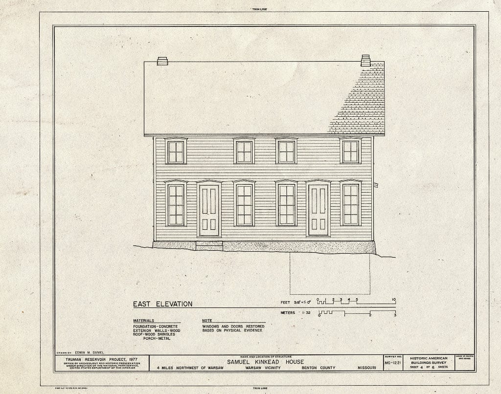 Blueprint HABS MO,8-Wars.V,1- (Sheet 4 of 6) - Samuel Kinkead House, South Grand River & Little Tebo Creek Vicinity, Warsaw, Benton County, MO