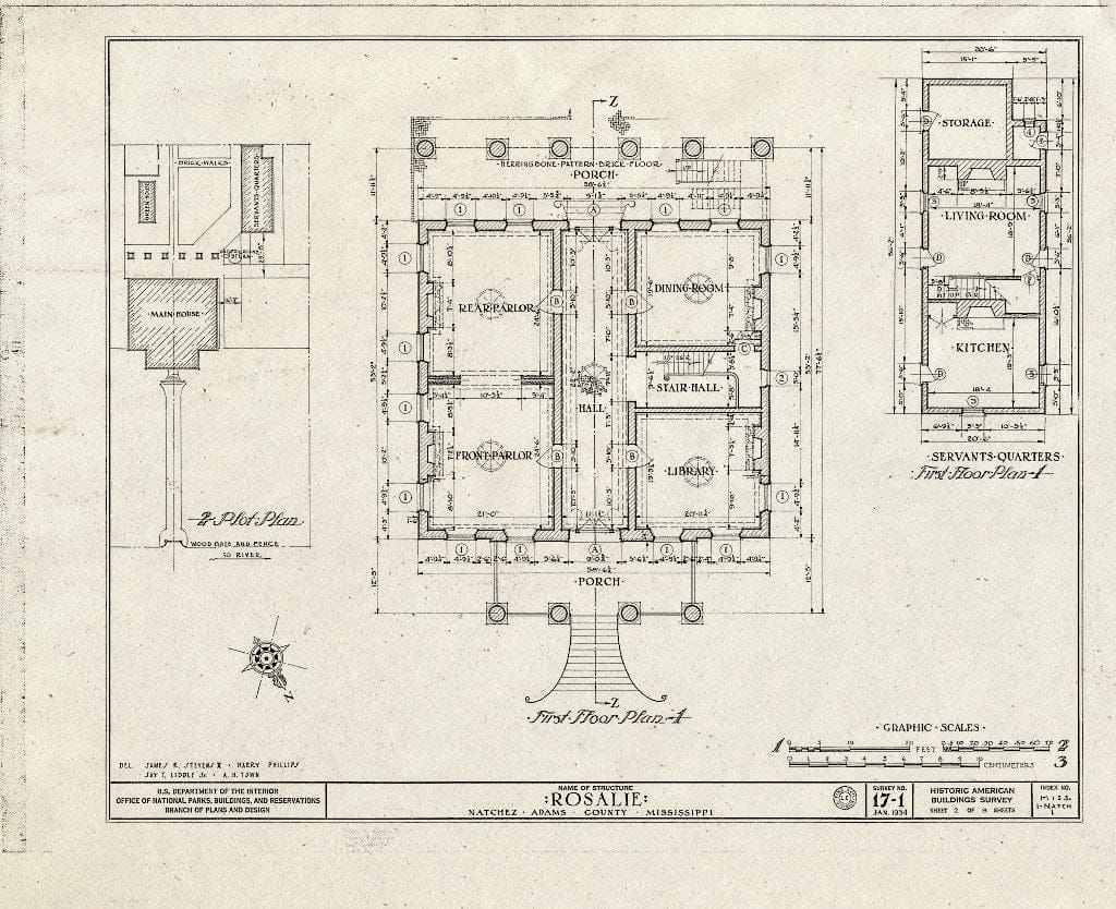 Blueprint HABS Miss,1-Natch,1- (Sheet 2 of 9) - Rosalie, 100 Orleans Street, Natchez, Adams County, MS