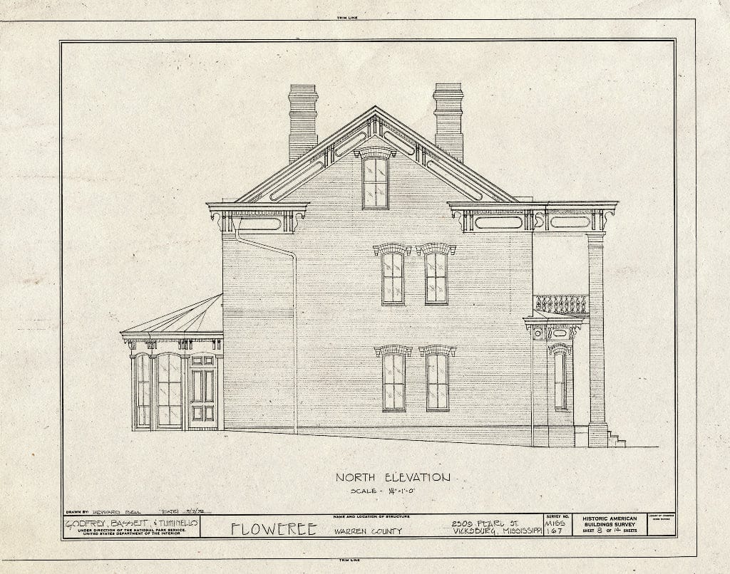 Blueprint HABS Miss,75-Vick,22- (Sheet 8 of 14) - Floweree, 2309 Pearl Street, Vicksburg, Warren County, MS