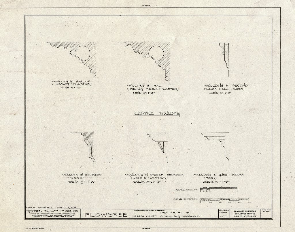 Blueprint HABS Miss,75-Vick,22- (Sheet 13 of 14) - Floweree, 2309 Pearl Street, Vicksburg, Warren County, MS