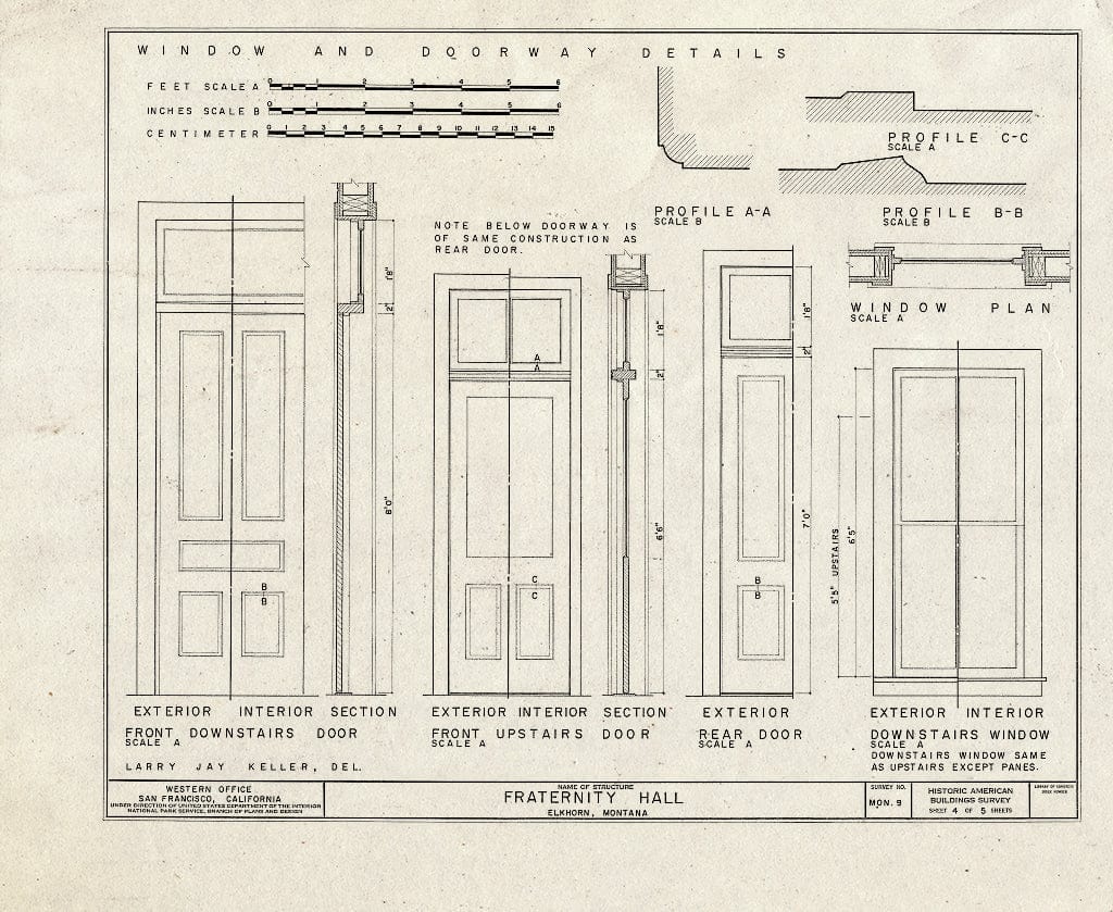 Blueprint HABS Mont,22-ELK,1- (Sheet 4 of 5) - Fraternity Hall, Main Street, Elkhorn, Jefferson County, MT