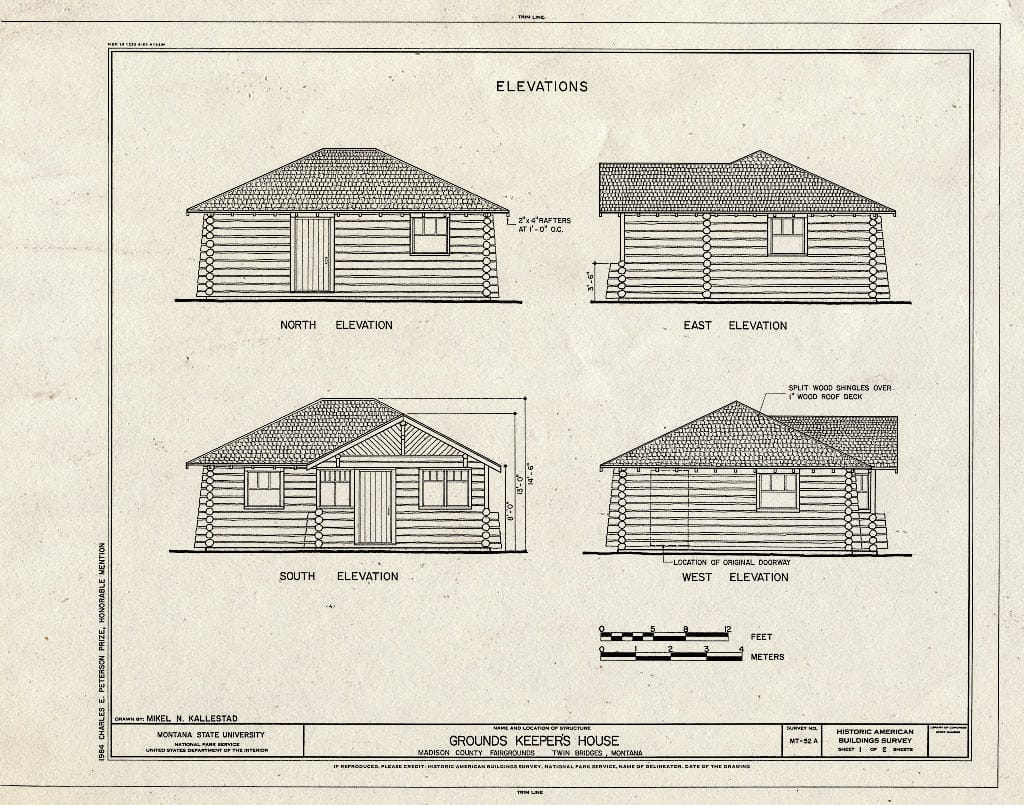 Blueprint HABS Mont,29-TWIB,1-A- (Sheet 1 of 2) - Madison County Fairgrounds, Ground Keeper's House, Twin Bridges, Madison County, MT