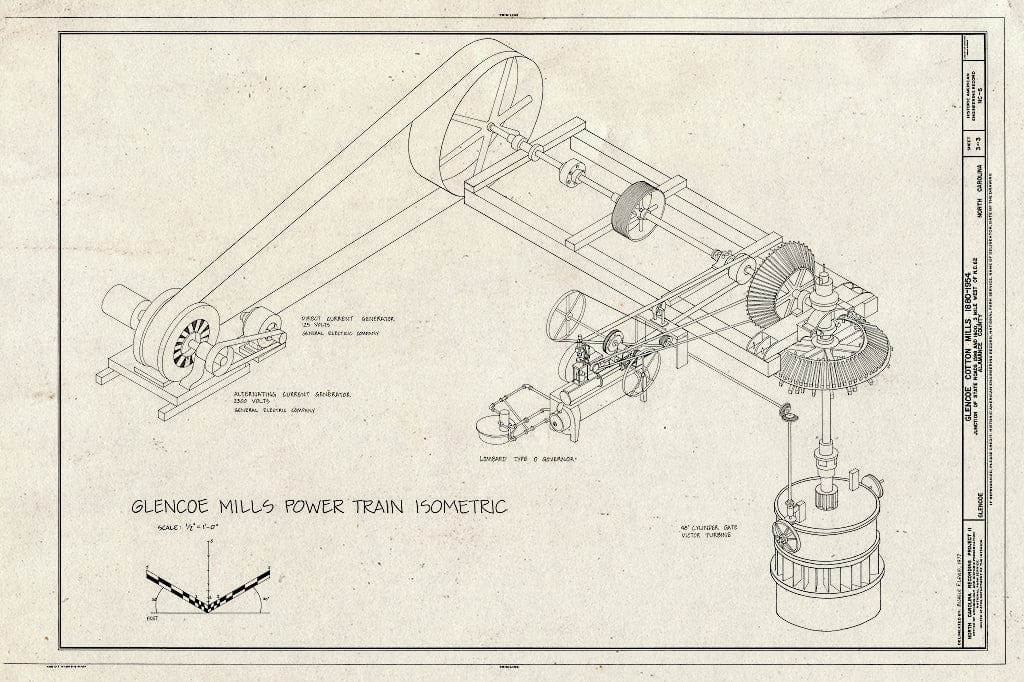 Blueprint HAER NC,1-Glen,1- (Sheet 3 of 3) - Glencoe Cotton Mills, State Routes 1598 & 1600, Glencoe, Alamance County, NC