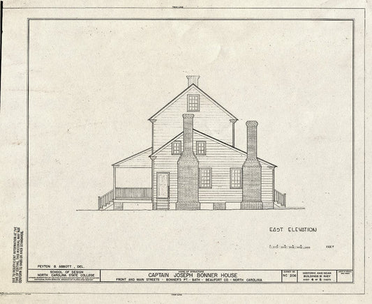 Blueprint HABS NC,7-Bath,4- (Sheet 4 of 8) - Captain Joseph Bonner House, Front & Main Streets, Bath, Beaufort County, NC