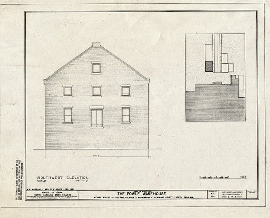 Blueprint HABS NC,7-WASH,2- (Sheet 2 of 4) - Fowle Warehouse, Repass & Main Streets, Washington, Beaufort County, NC