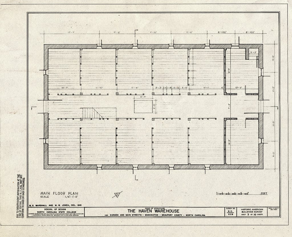 Blueprint HABS NC,7-WASH,3- (Sheet 3 of 10) - Haven Warehouse, Van Norden & Main Streets, Washington, Beaufort County, NC